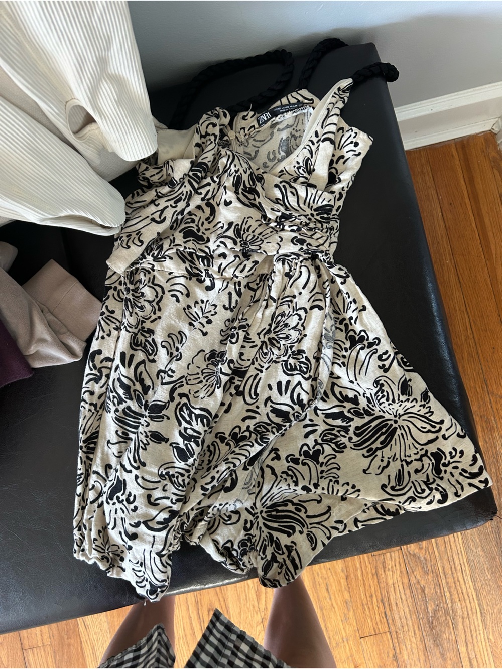 Floral Print Sleeveless Romper in Cream and Black